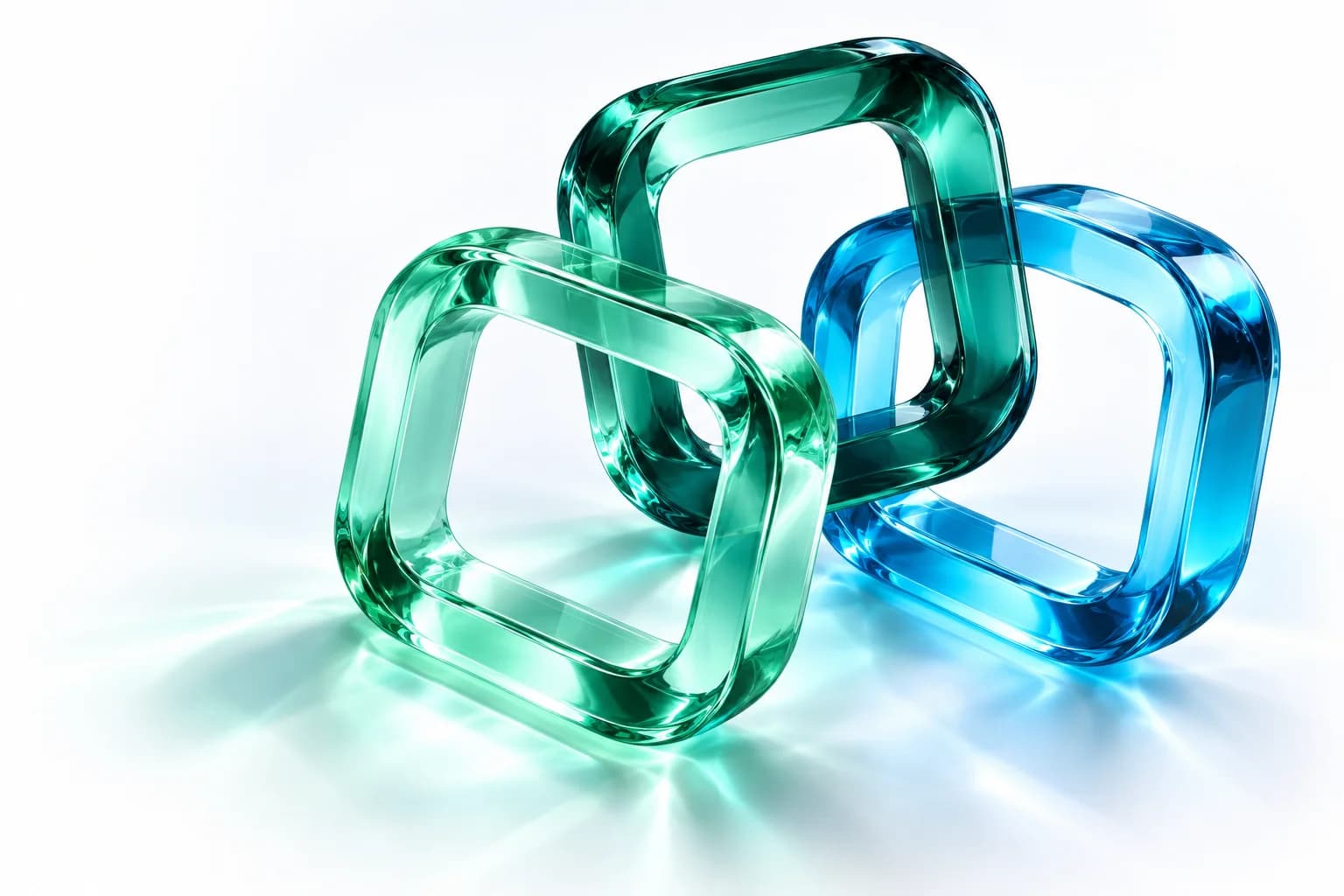 Iridescent interlocking glass frames